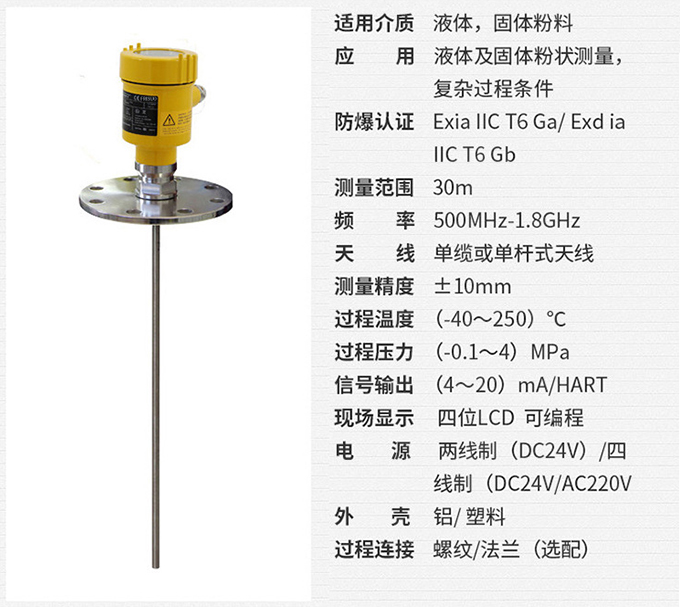 高頻雷達液位計RD710技術(shù)參數(shù)表圖