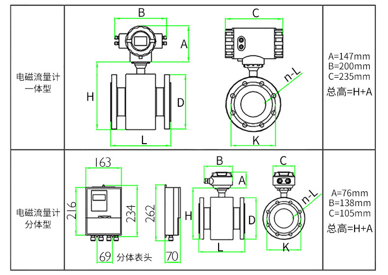 污水電磁流量計(jì)外形圖